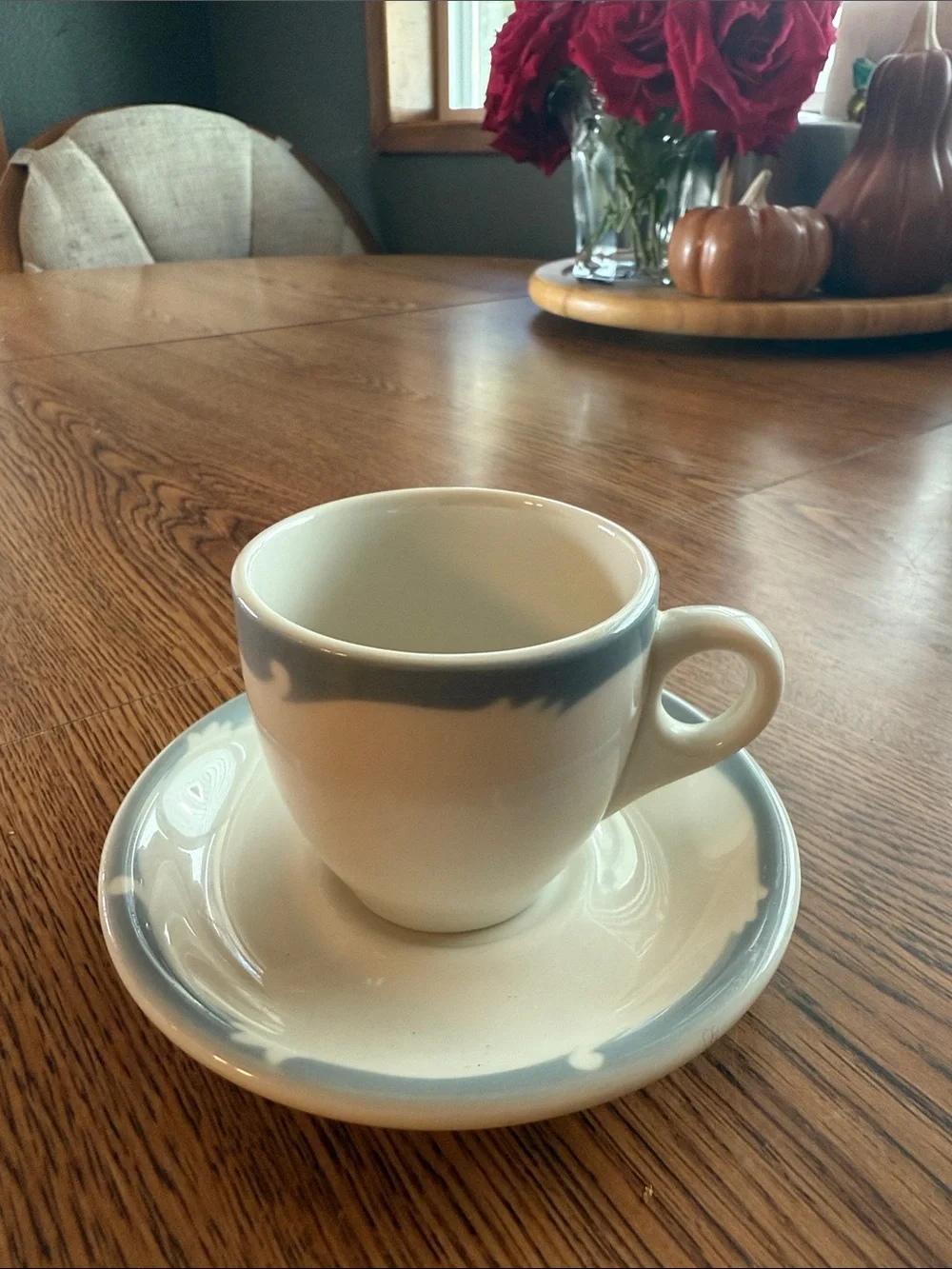 Vintage Syracuse China Restaurant Ware Blue Band Espresso Cup Saucer Set